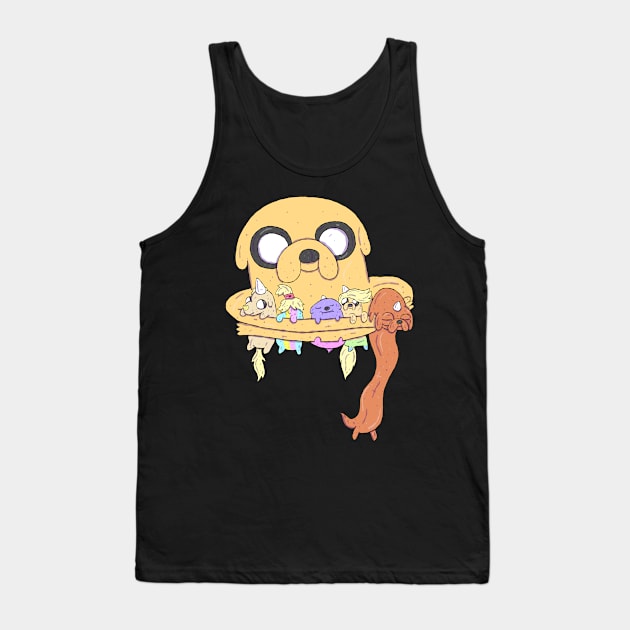 Adventure Time - Jake with Pups Tank Top by surfinggiraffecomics